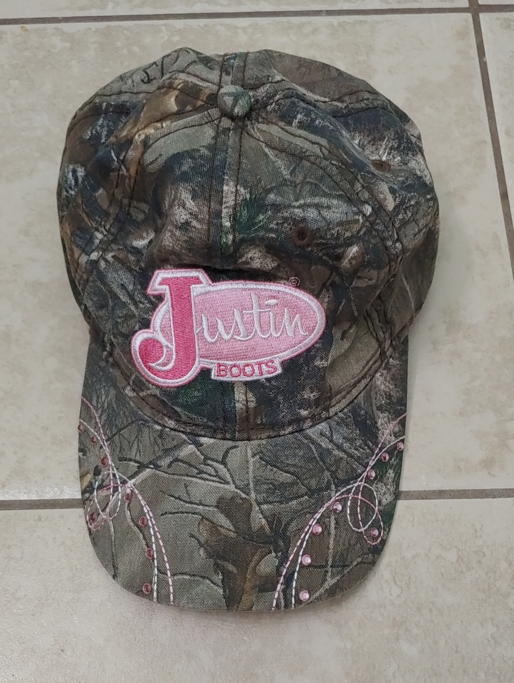 Justin Camo Hat Women's Pink Embroidered Cap